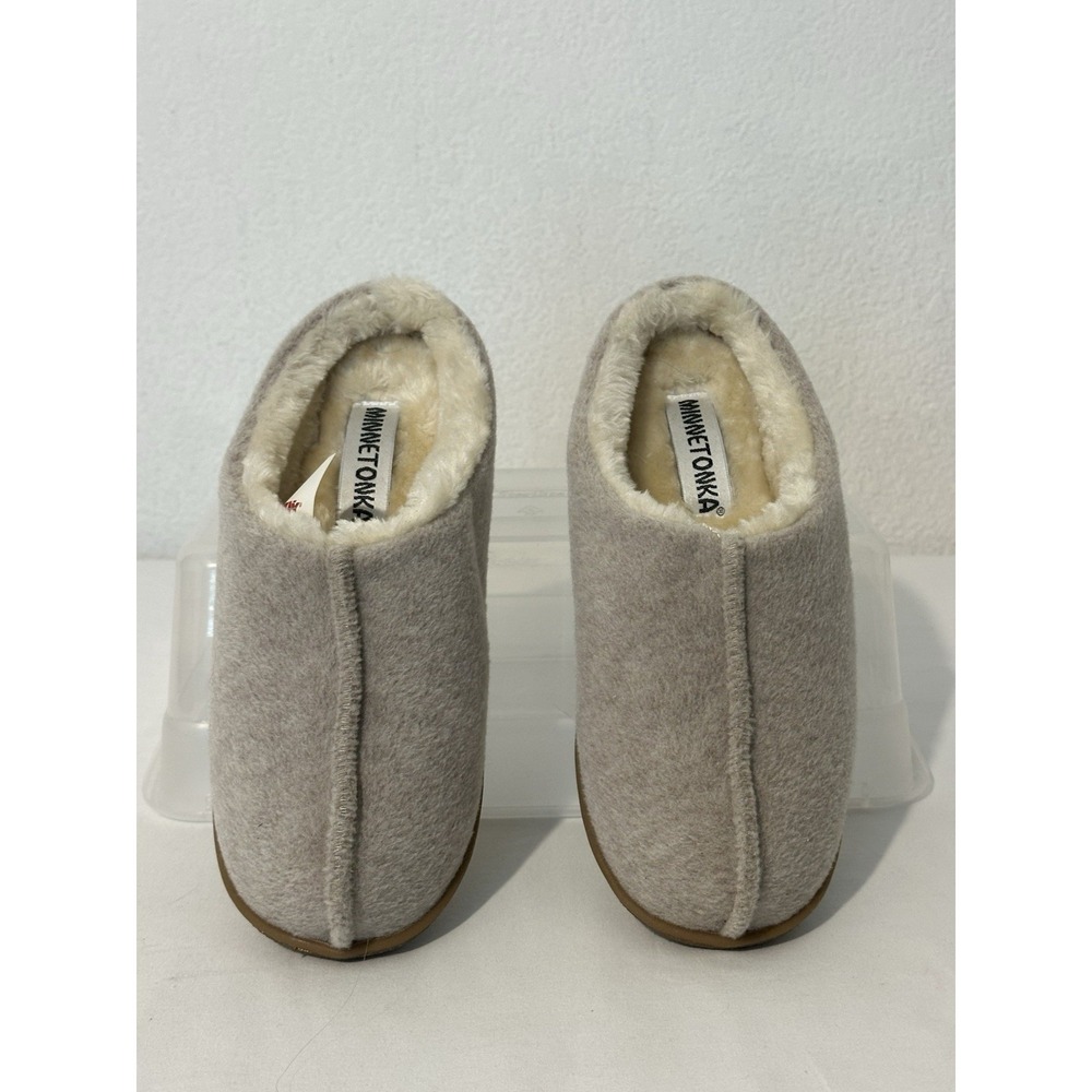 Minnetonka Slippers Shoes Womens Size 8M Light Brown Fleece Faux Fur Lined Mule